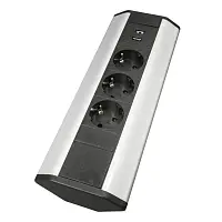 Блок розеток угловой TRINGLE-U 3 розетки Schuko 2xUSB, с проводом 1,8 метра, серый — купить оптом и в розницу в интернет магазине GTV-Meridian.